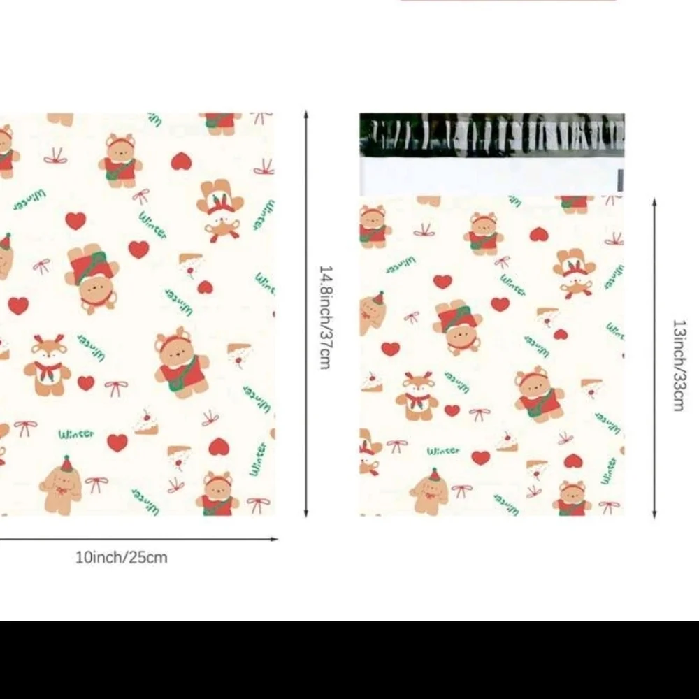 Christmas/Winter 20/ 10x13 Bear & Gingerbread Man Non Padded Polymailers